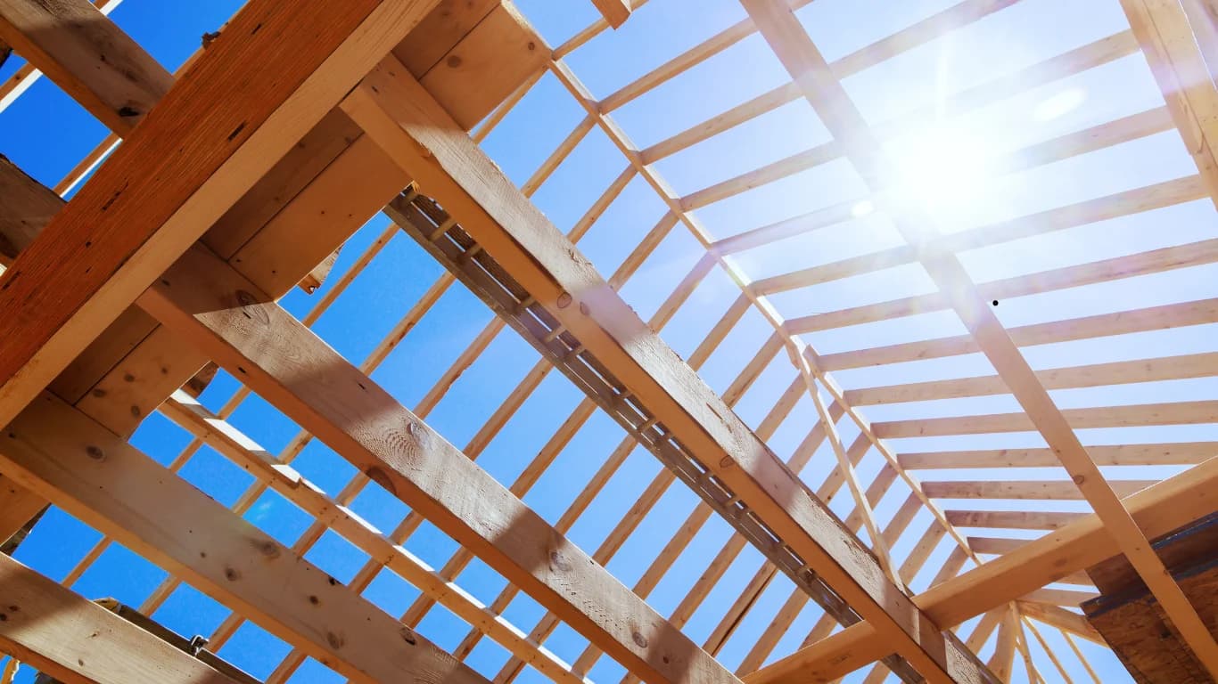 Uninsulated roof cavity showing exposed beams