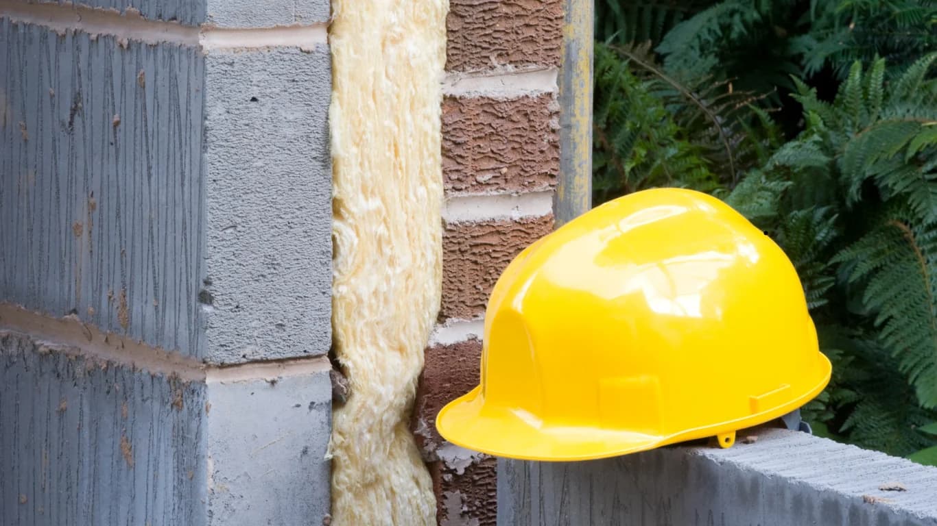 Diagram showing acoustic insulation blocking noise transmission through walls